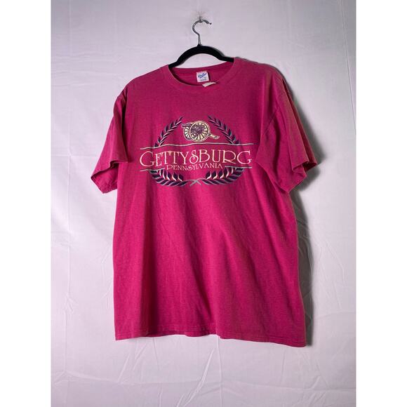 Vintage 80s Velva Sheen Gettysburg, Pennsylvania Destination Pink Shirt Adult XL - Picture 1 of 2